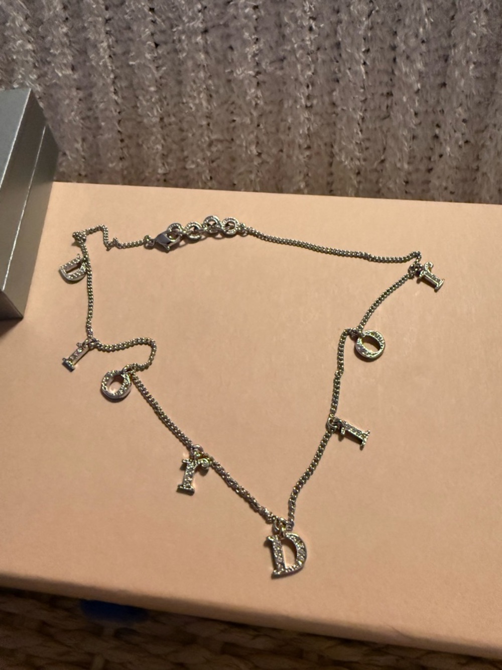 Dior Silver-tone Letter Charm Necklace with D I O R Pendants - Picture 2 of 5